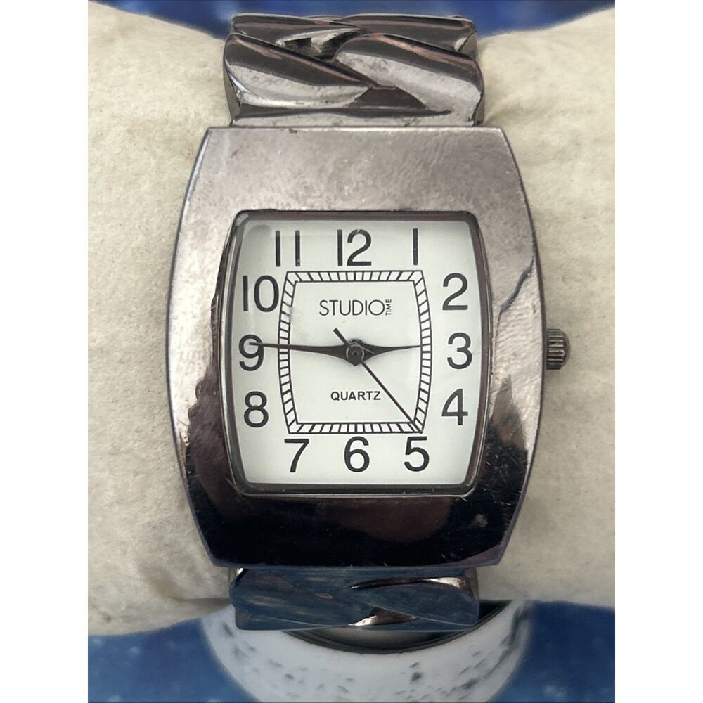 Studio Time Grey Tone Women’s Quartz Cuff Watch